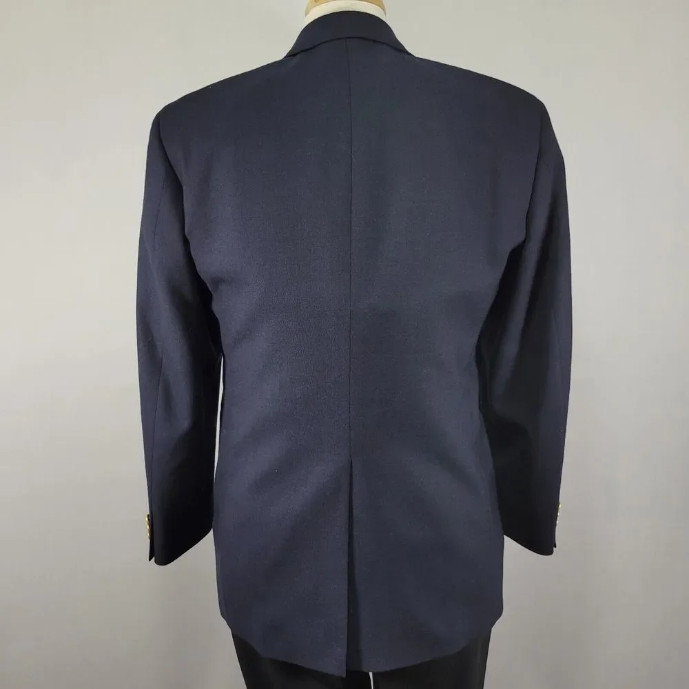 Stafford Men's‎ Sport Coat Blazer Two Button Deep Navy Polyester Wool Size 38R